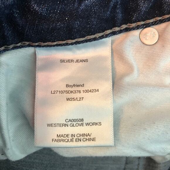 Silver Jeans Boyfriend Womens 25 Whiskered Stretch Distressed Western Cowgirl - Picture 8 of 10